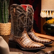TUCSON Genuine Caiman Belly Skin Cowboy Boot from the Western CollectionStone Or image 8