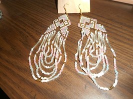 Native American/South Western Style Micro Beaded Strands Dangle Earrings - £14.89 GBP
