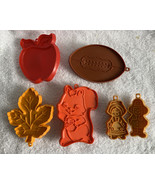 6 Vintage Hallmark Cookie Cutters Plastic Football Squirrel Pilgrims Lea... - $18.76