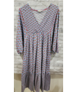Boden Womens 14R Dusty Blue Printed Anita Jersey Dress Oriental Bud Geom... - $67.90 CAD