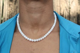 Authentic Moonstone Necklace - Beaded Gemstone Choker for Men/Women 8mm ... - £33.67 GBP