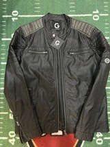 NWT Guess Brayden PU Faux-Leather Jet Black Biker Jacket A996 Men&#39;s Size M $100 - £70.11 GBP