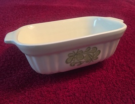Vintage 80s light yellow Pfaltzgraff 16oz baking dish with green floral design image 1