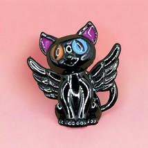 Beautiful 925 Sterling Silver Bead Kitty with Wings Black Cat Charm Colorful - £13.66 GBP