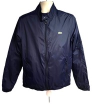 Lacoste Vintage Mens Navy Blue Zip Up Lined Windbreaker Jacket Large Zip... - £54.58 GBP