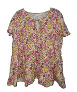 Terra &amp; Sky Swing Tiered Top Womens Size 0X Floral Lightweight 100% Cott... - $17.15 CAD