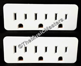 2X Grounded 3 Outlet Triple AC Wall Plug Power Splitter 3-Way Electric Adapter - £8.25 GBP