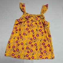  Mustard Yellow Floral Tank Top Girl’s Size 5 Flowy Tunic Spring Vacation Beach - £7.04 GBP