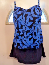 Liz Claiborne Blue Floral Print Tankini Swimsuit size 16W Tall - £14.58 GBP