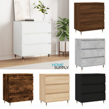 Modern Wooden Chest Of 3 Drawers Sideboard Storage Cabinet Unit Iron Legs Wood - £64.33 GBP+