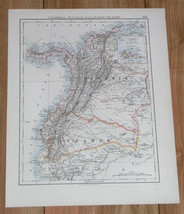 1896 Antique Map Of Colombia Panama Ecuador Verso Venezuela Guyana South America - £17.19 GBP