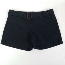 The Limited Shorts Womens 4 Chino Black Flat Front Cuffed Cotton Blend Belt - $14.85