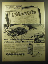 1950 Johnson&#39;s Car-Plate Ad - A 20-minute Car Wax - £14.77 GBP