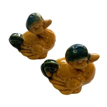 Vintage Duck Salt and Pepper Shakers Yellow Green Tail No stoppers 2 in - £14.72 GBP