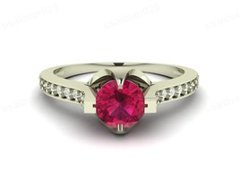 Ruby Diamond Gemstone 925 Sterling Silver Handmade Women Solitaire Ring Jewelry - £43.61 GBP