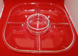 Mid Century Modern Vintage Guzzini Plastic Chip N Dip Serving Party Plate Clear - £37.12 GBP