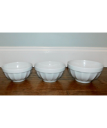 MONOPOLI White Porcelain Ribbed Bowls SET 3 Italy 1970&#39;s #13, 14, 15 VIN... - $34.64