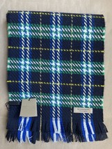 Burberry Navy Blue Lightweight Checker Wool Scarf Size 90x10 In / 230x25 Cm New - £208.84 GBP