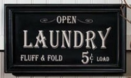 Laundry Sign Primitive Vintage Style Black Distressed Frame Farmhouse An... - $12.59
