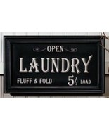 Laundry Sign Primitive Vintage Style Black Distressed Frame Farmhouse An... - $12.59