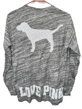 Victorias Secret Pink Oversized XS Extra Long Sleeve Pocket Tee Bling Do... - €21,33 EUR