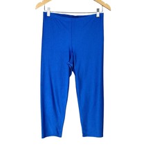 Rain Beau Leggings Women XL Blue Capri Spandex Aerobic Shiny Cropped Vintage 80s - £47.94 GBP
