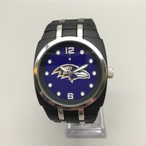 Baltimore Ravens NFL Watch Men 47 Black Silver Tone Silicone Band New Ba... - $24.74
