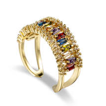 Multicolor Crystal &amp; Cubic Zirconia 18K Gold-Plated Open Ring - £11.00 GBP