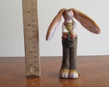 5&quot; Tall Poseable Wire Ear Skinny Rabbit Easter Bunny Figurine Basket - $9.50