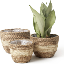 La Jolie Muse Seagrass Planter Basket Indoor Outdoor, Flower Pots Cover,... - £28.65 GBP