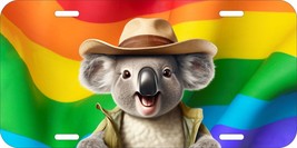 Koala Bear Australia Flag Hat Lgbtq Gay Smiling Aluminum Metal License Plate 159 - £10.16 GBP+