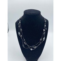 Vintage Layered Necklace Black Silver Color Bead Jewelry Adjustable 19-2... - £11.07 GBP