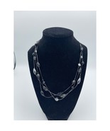 Vintage Layered Necklace Black Silver Color Bead Jewelry Adjustable 19-2... - £10.90 GBP