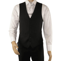 Mens RENOIR Vest Wool 140 Adjustable ,V-Neck two Pocket Full Lining 508-1 Black image 7