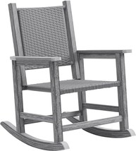 Hdpe Wicker Rocking Chair Patio Classic Rattan Dining Chair, Outdoor Wea... - $333.99