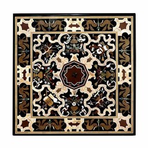 Square Marble Table Top Semi Precious Mosaic Inlay Floral Art Centerpiece Decor - $1,579.05