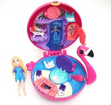 Polly Pocket Flamingo Floatie Compact w Accessories and One 3.5&quot; Doll - $6.57