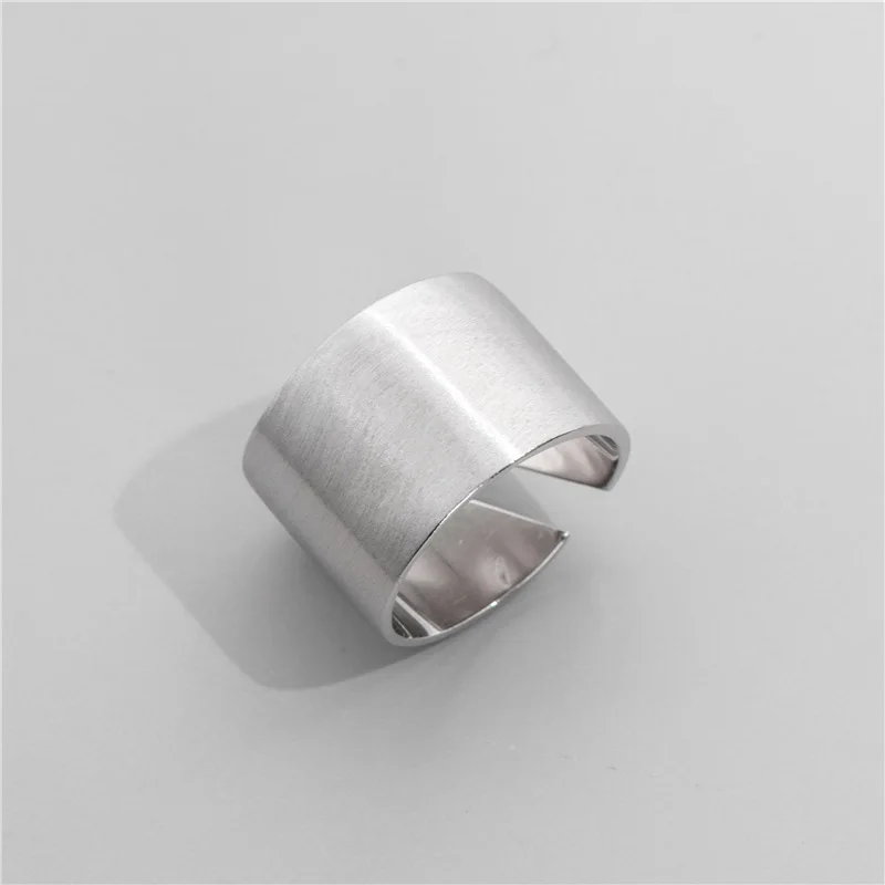 SODROV Korean version of 925  silver ring simple style brushed wide face 14MM ri - $58.17