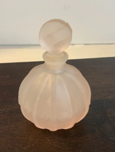 Vintage Pink frosted glass perfume bottle with stopper - £11.96 GBP