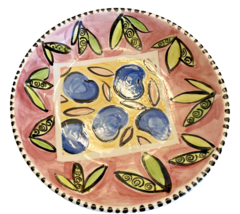 Bowl Pottery 9 Inch Ceramic Signed on Back Kylie Harris Colorful Round - £14.61 GBP