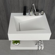 Gesipor 24”X19&quot; Wall-Mount Stone Resin Bathroom Sink Rectangular Vessel ... - $363.99