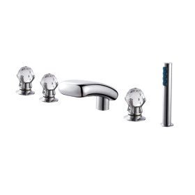 Comtemporary Bathtub tap with hand shower (glass handles) - $16.24