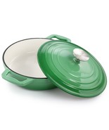 MegaChef 2 Quart Round Enameled Cast Iron Braiser Pan in Green - $65.28