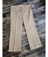 Old Navy Stretch Cotton Blend 16 Full Leg Khaki Trousers Cuffed Pockets Vintage  - $18.96 CAD