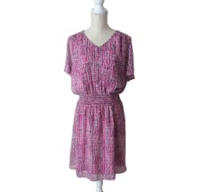 East Adeline Womens Sz 1X Pink Geometric Print Semi Sheer A-Line Dress L... - $22.76