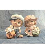 Homco Ceramic Figurines 1438,1439 Boy Puppy Girl Kitten 5&quot; Tall Adorable... - £10.64 GBP
