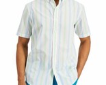 Club Room Men&#39;s Short Sleeve Printed Stripe Shirt White Multi-Small - $14.99