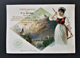 1880 antique D A BOYLE tower city pa AD CARD dry goods ont clarks Mountains Art - £37.50 GBP