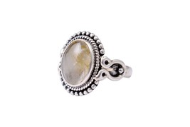 925 Solid Sterling Silver Natural Rutile Quartz Gemstone Handmade Ring For Women - £33.34 GBP