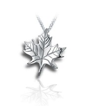 Sterling Silver Maple Leaf Funeral Cremation Urn Pendant for Ashes w/Chain - £244.57 GBP